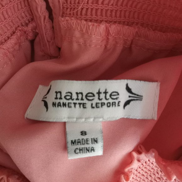 Nanette Lepore Women's Smocked Waist Midi Dress Size 8 Shimmery Pink Lined - Picture 9 of 11